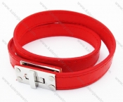 Stainless Steel Red Leather Bracelets - KJB050365
