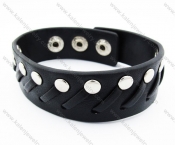 Stainless Steel Black Leather Bracelets - KJB050370