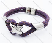 Stainless Steel Violet Leather Bracelets - KJB050374