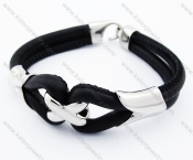 Stainless Steel Black Leather Bracelets - KJB050376