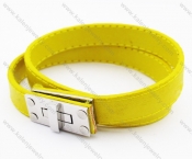 Stainless Steel Yellow Leather Bracelets - KJB050380