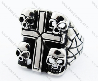 Stainless Steel Skull Cross Ring - KJR010183