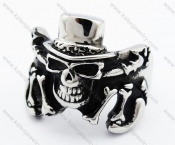 Stainless Steel Mr. Skull Ring - KJR010190