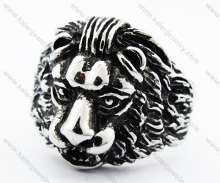 Stainless Steel Lion Ring For Men - KJR010196