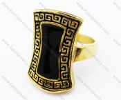 Gold Plating Stainless Steel Black Epoxy Ring - KJR280243