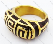 Gold Plating Stainless Steel Brown Epoxy Ring - KJR280247