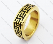 Gold Plating Stainless Steel Black Epoxy Ring - KJR280249