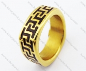 Gold Plating Stainless Steel Brown Epoxy Ring - KJR280250
