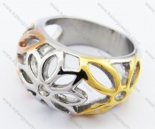 Stainless Steel Hollow Gold Plating Ring - KJR280257