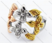 Stainless Steel Gold Plating Flower Ring - KJR280258