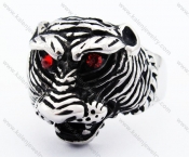 Stainless Steel Red Stone Eyes Tiger Ring For Men - KJR010203