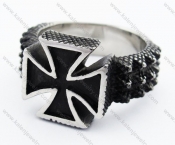 Stainless Steel Black Cross Ring - KJR370013