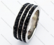 Stainless Steel Inlay Black Stone Ring - KJR010204
