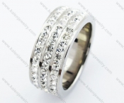 Stainless Steel Inlay Stone Ring - KJR010207