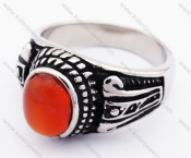 Stainless Steel Red Cat Eye Stone Ring - KJR010212