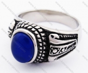 Stainless Steel Blue Cat Eye Stone Ring - KJR010213