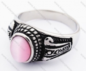 Stainless Steel Pink Cat Eye Stone Ring - KJR010214