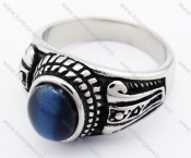Stainless Steel Blue Cat Eye Stone Ring - KJR010217