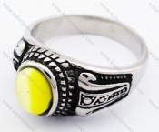 Stainless Steel Yellow Cat Eye Stone Ring - KJR010216