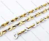 Gold Plating S Necklace & Bracelet Jewelry Set - KJS100036