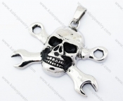 Stainless Steel Wrench Skull Pendant - KJP170167