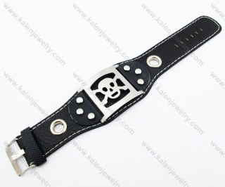 Punk Style Stainless Steel Leather Skull Bracelet - KJB140044