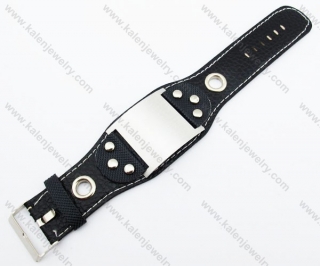 High Polished Smooth Stainless Steel Leather Bracelet - KJB140047