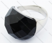 Stainless Steel Black Agate Stone Ring - KJR070120
