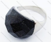 Stainless Steel Black Sand Stone Ring - KJR070121
