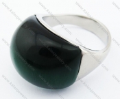 Stainless Steel Dark Green Cat Eye Stone Ring - KJR070123