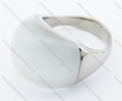 Stainless Steel White Cat Eye Stone Ring - KJR070124