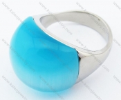 Stainless Steel Light Blue Cat Eye Stone Ring - KJR070125