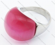 Stainless Steel Pink Cat Eye Stone Ring - KJR070126