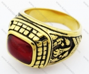 Stainless Steel Dark Red Stone Ring - KJR070129