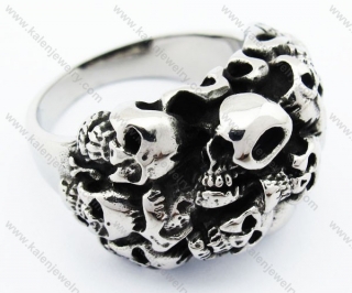 Stainless Steel Skull Cave Ring - KJR370046