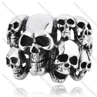 Stainless Steel Death Head Skull Ring - KJR350026