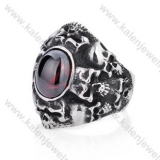 Stainless Steel Ruby Skull Ring - KJR350027
