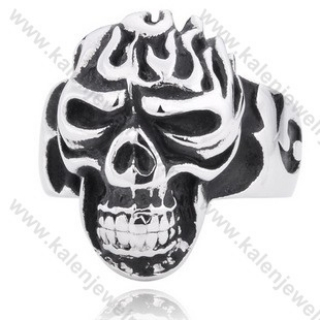 Stainless Steel Skull Ring - KJR350028