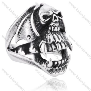 Stainless Steel Bat Skull Ring - KJR350145