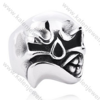 Punk Stainless Steel Make a Face Skull Ring - KJR350154