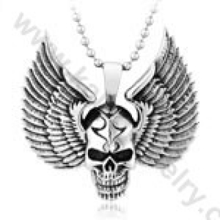 Stainless Steel Wings Skull Sign Pendant - KJP350110