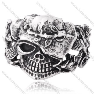 Big & Heavy Stainless Steel Skull Bangle For Men - KJB350029