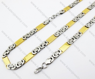 Half Gold Plating Necklace & Bracelet Jewelry Set - KJS380015