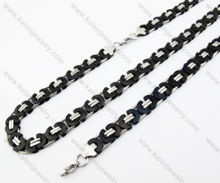 Half Black Plating Necklace & Bracelet Jewelry Set - KJS380033