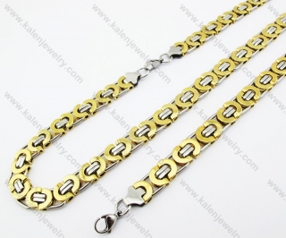 Stainless Steel Gold Plating Necklace & Bracelet Jewelry Set - KJS380034