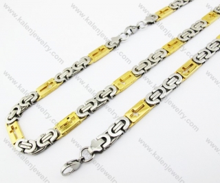 Half Gold Plating Necklace & Bracelet Jewelry Set - KJS380035