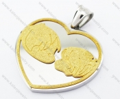 Gold Plating Stainless Steel Lovely Boy & Girl Heart Pendant - KJP160077