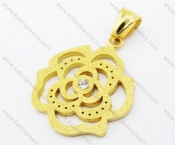 Gold Plating Stainless Steel Inlay Stone Lovely Flower Pendant - KJP160081
