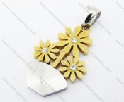Gold Plating Stainless Steel Lovely Flower Pendant - KJP160102