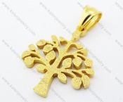 Stainless Steel Gold Pohutukawa Tree Pendant - KJP160104